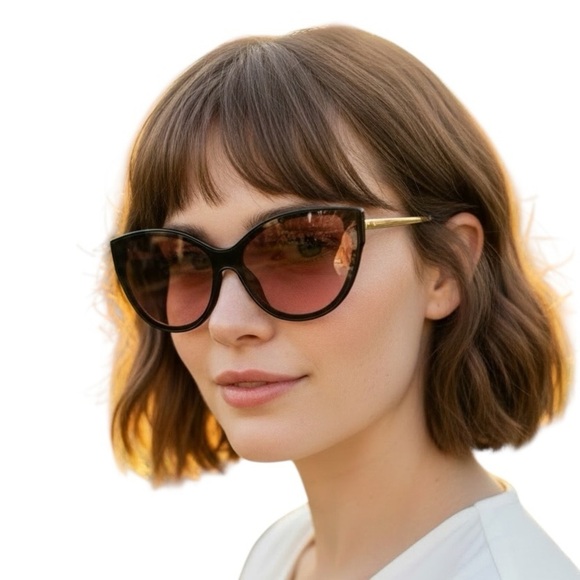 Tahari Oversized Cat Eye Black Gold Sunglasses Pink Ombre Fade main image 8